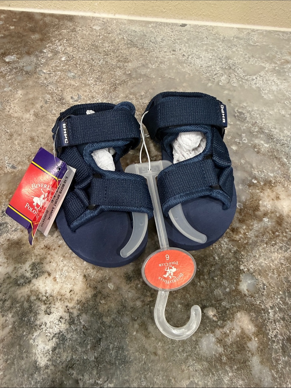 Beverly Hills Polo Club Navy Kids Hook-and-Loop Sandals